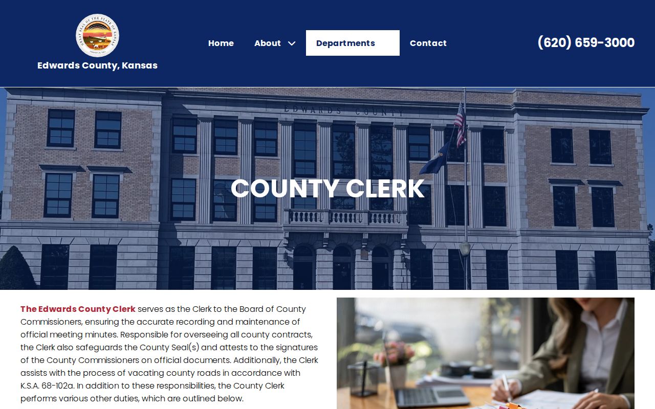 Edwards County clerk page distinguished from court docket clerk